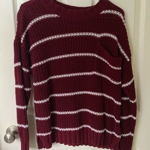 American Eagle Maroon Striped Sweater